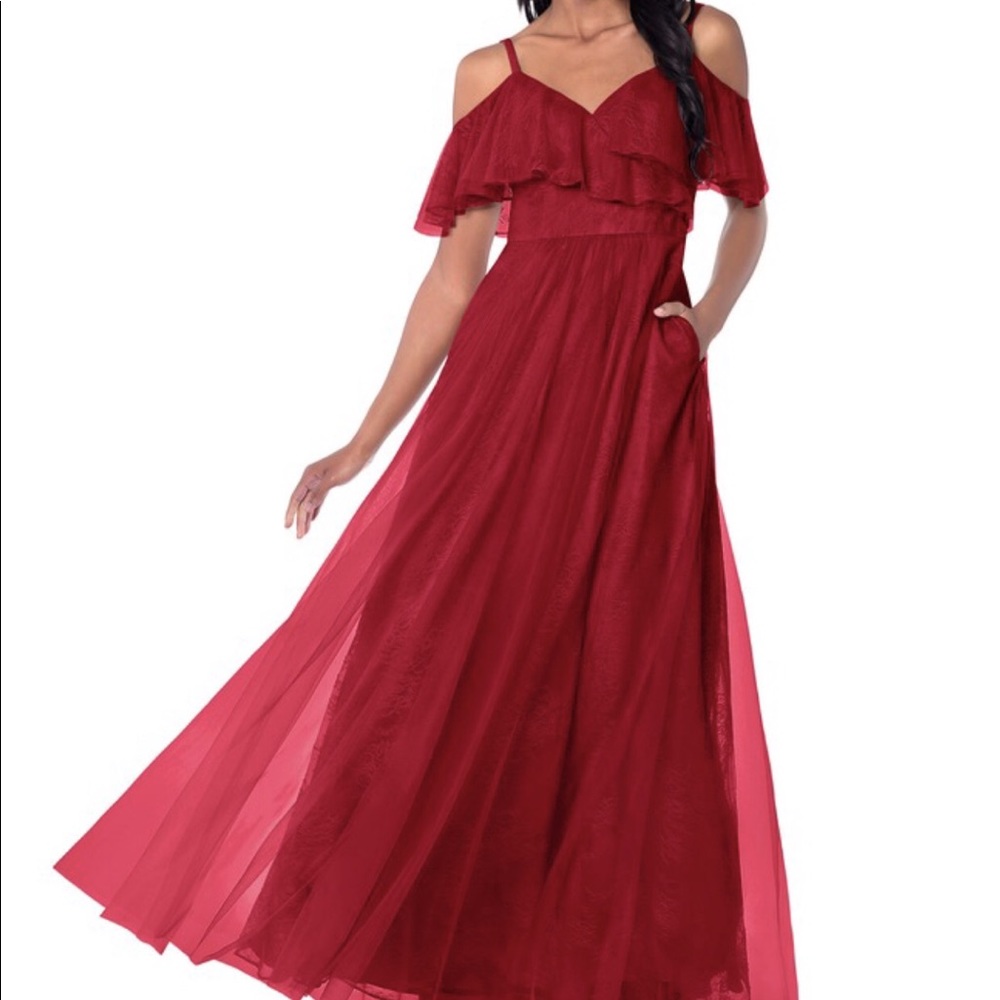 Cold Shoulder Flounce Bridesmaids/Formal Dress